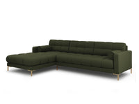 Cosmopolitan Design - Divano angolare sinistro "Bali" 5 posti in tessuto strutturato verde 