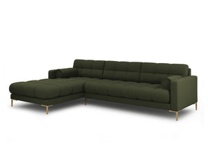 Cosmopolitan Design - Divano angolare sinistro "Bali" 5 posti in tessuto strutturato verde 
