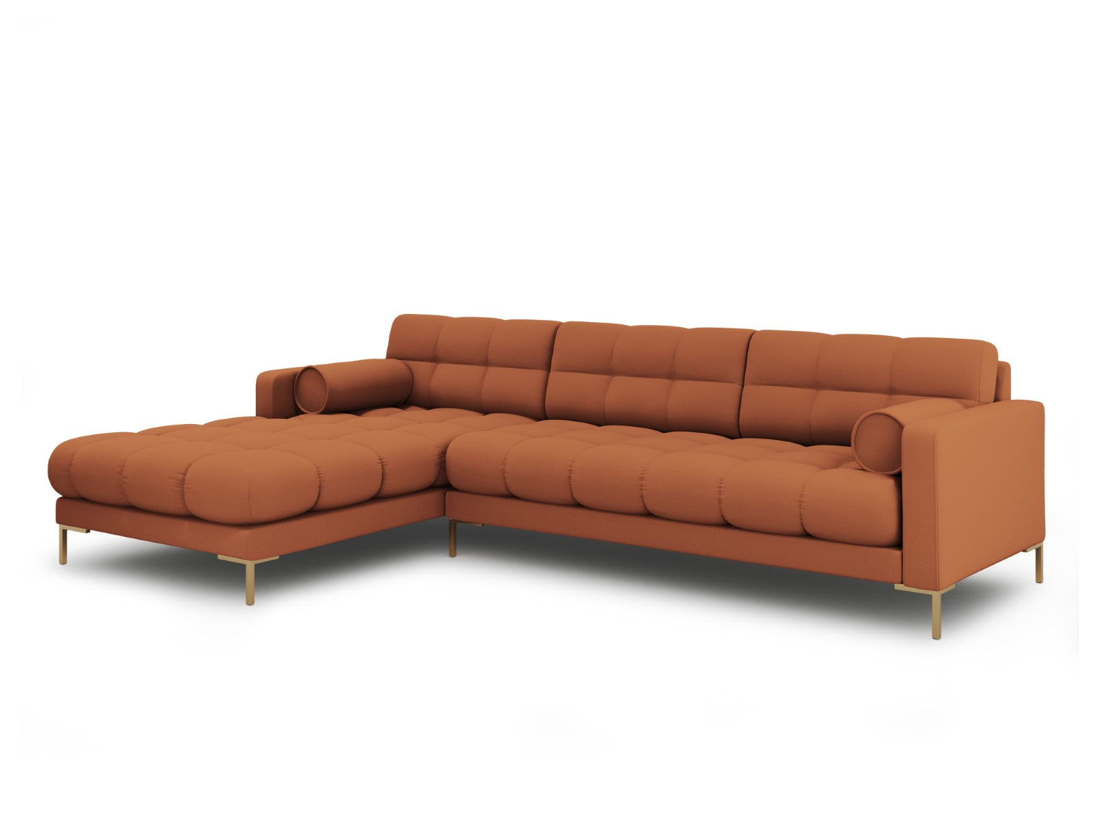 Cosmopolitan Design - Divano angolare sinistro "Bali" 5 posti in tessuto strutturato mattone 