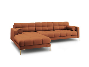 Cosmopolitan Design - Divano angolare sinistro "Bali" 5 posti in tessuto strutturato mattone 