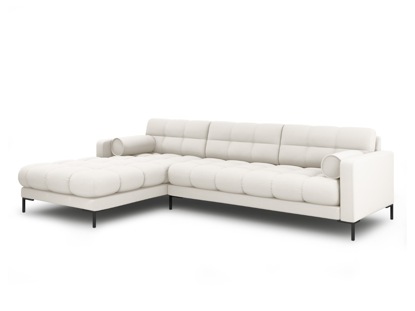 Cosmopolitan Design - Divano angolare sinistro "Bali" 5 posti in tessuto strutturato beige chiaro 