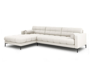 Cosmopolitan Design - Divano angolare sinistro "Bali" 5 posti in tessuto strutturato beige chiaro 