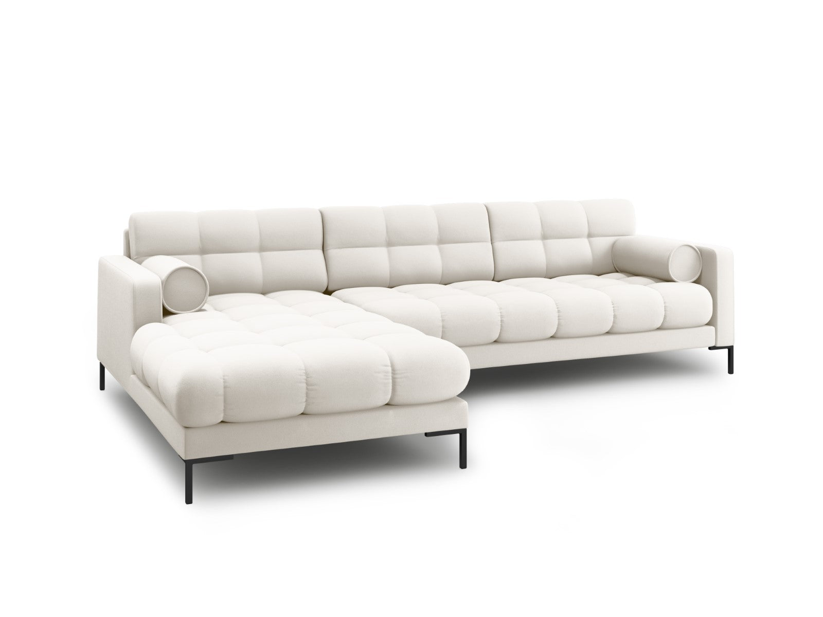 Cosmopolitan Design - Divano angolare sinistro "Bali" 5 posti in tessuto strutturato beige chiaro 