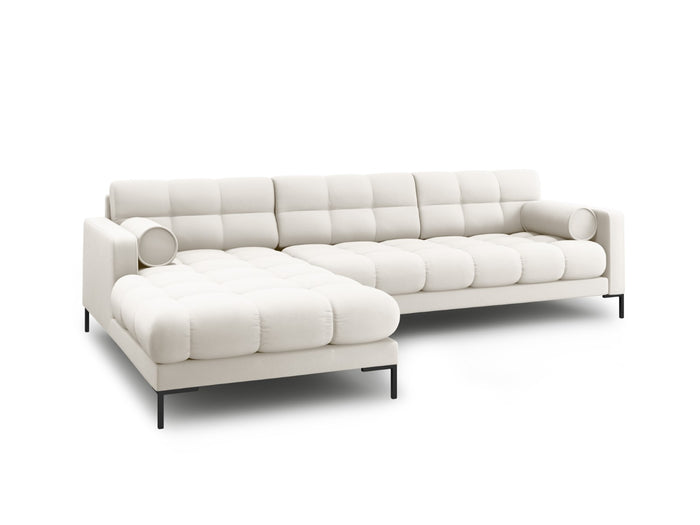 Cosmopolitan Design - Divano angolare sinistro "Bali" 5 posti in tessuto strutturato beige chiaro 