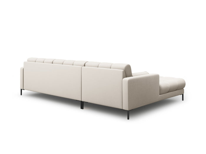 Cosmopolitan Design - Divano angolare sinistro "Bali" 5 posti in tessuto strutturato beige 