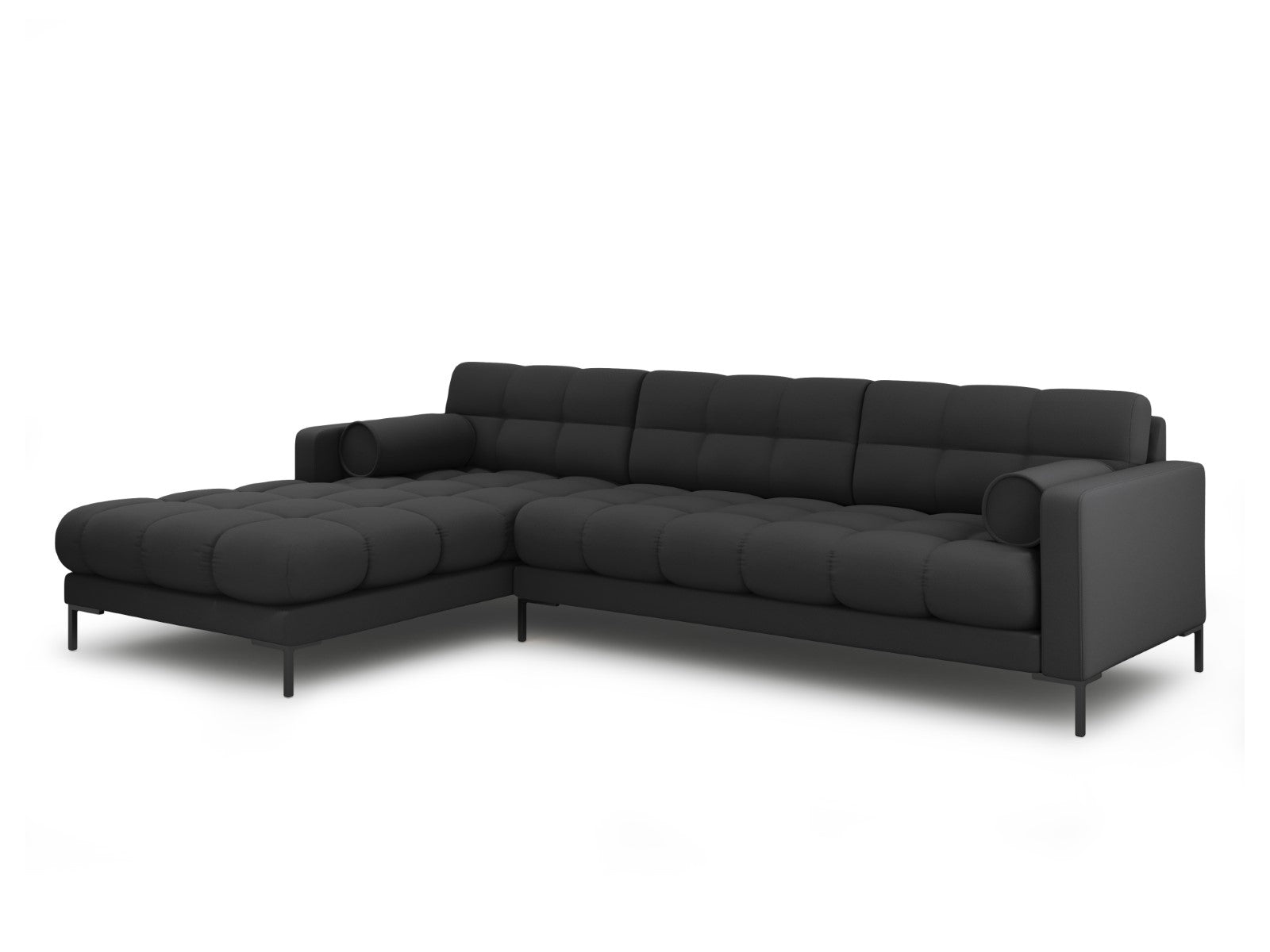 Cosmopolitan Design - Divano angolare sinistro "Bali" 5 posti in tessuto strutturato grigio scuro 