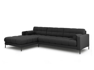 Cosmopolitan Design - Divano angolare sinistro "Bali" 5 posti in tessuto strutturato grigio scuro 