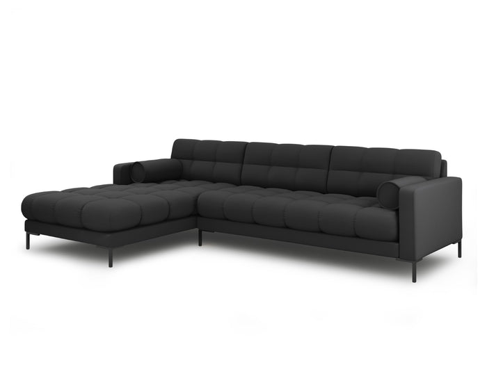 Cosmopolitan Design - Divano angolare sinistro "Bali" 5 posti in tessuto strutturato grigio scuro 