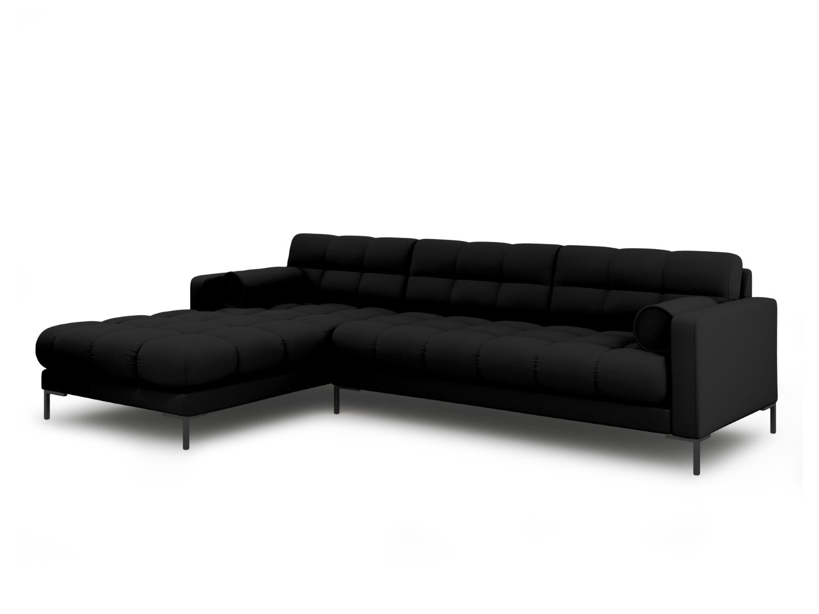 Cosmopolitan Design - Divano angolare sinistro "Bali" 5 posti in tessuto strutturato nero 