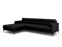 Cosmopolitan Design - Divano angolare sinistro "Bali" 5 posti in tessuto strutturato nero 