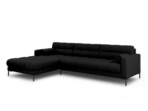 Cosmopolitan Design - Divano angolare sinistro "Bali" 5 posti in tessuto strutturato nero 
