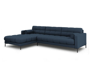 Cosmopolitan Design - Divano angolare sinistro "Bali" 5 posti in tessuto strutturato blu 
