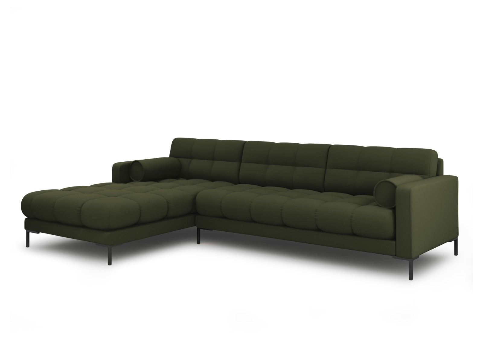 Cosmopolitan Design - Divano angolare sinistro "Bali" 5 posti in tessuto strutturato verde 