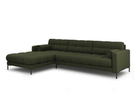 Cosmopolitan Design - Divano angolare sinistro "Bali" 5 posti in tessuto strutturato verde 