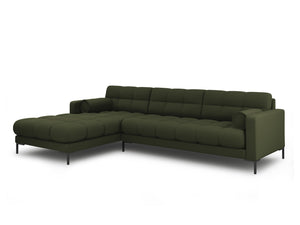 Cosmopolitan Design - Divano angolare sinistro "Bali" 5 posti in tessuto strutturato verde 