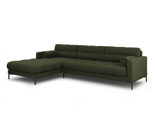 Cosmopolitan Design - Divano angolare sinistro "Bali" 5 posti in tessuto strutturato verde 