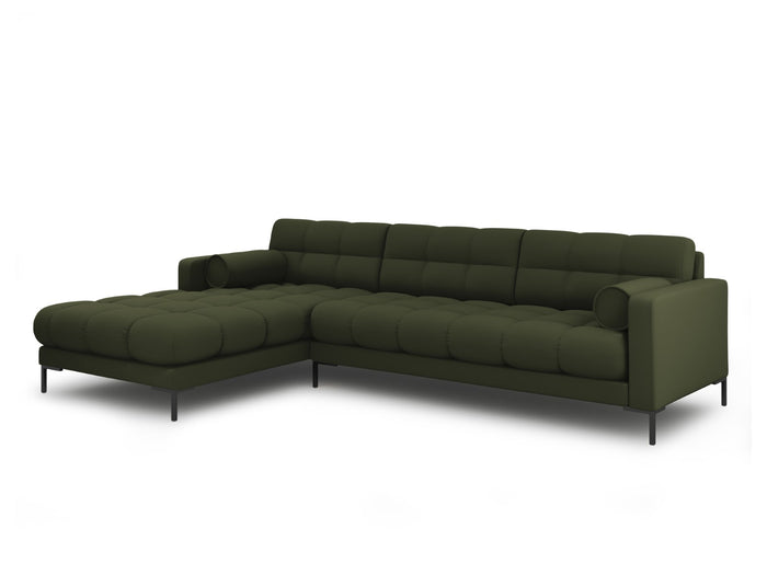 Cosmopolitan Design - Divano angolare sinistro "Bali" 5 posti in tessuto strutturato verde 