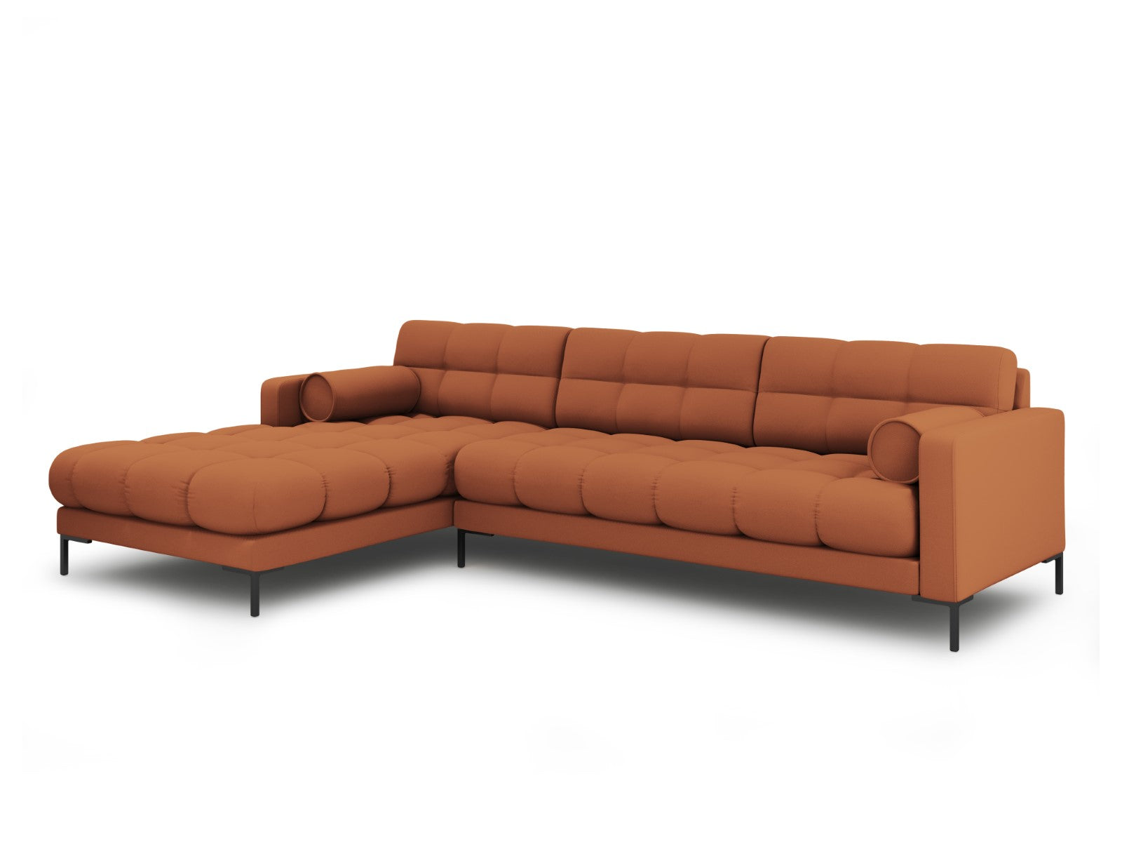 Cosmopolitan Design - Divano angolare sinistro "Bali" 5 posti in tessuto strutturato mattone 