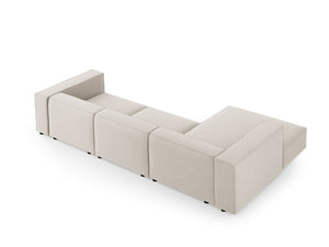 Cosmopolitan Design - Divano angolare sinistro "Arendal" 4 posti in velluto ecru 