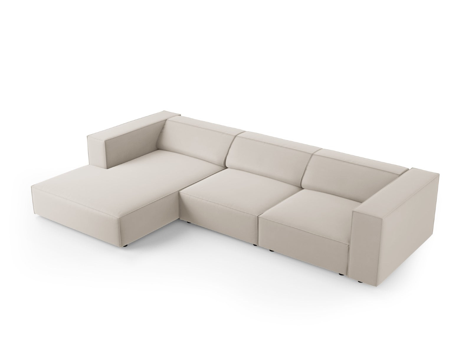 Cosmopolitan Design - Divano angolare sinistro "Arendal" 4 posti in velluto ecru 