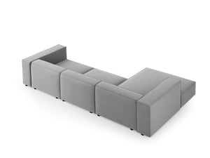 Cosmopolitan Design - Divano angolare sinistro "Arendal" 4 posti in velluto grigio chiaro 