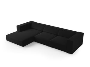 Cosmopolitan Design - Divano angolare sinistro "Arendal" 4 posti in velluto nero 