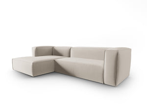 Cosmopolitan Design - Divano angolare sinistro "Mackay" 4 posti in velluto ecru 