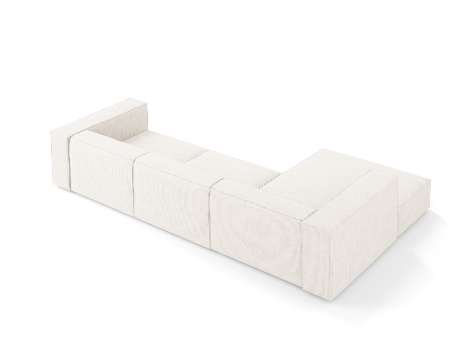 Cosmopolitan Design - Divano angolare sinistro "Arendal" 4 posti in ciniglia con effetto a coste avorio 