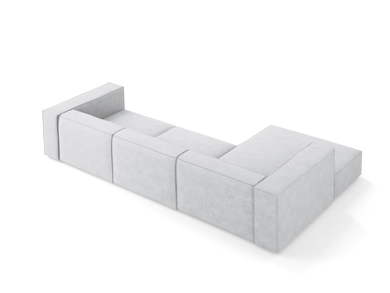 Cosmopolitan Design - Divano angolare sinistro "Arendal" 4 posti in ciniglia con effetto a coste grigio chiaro 