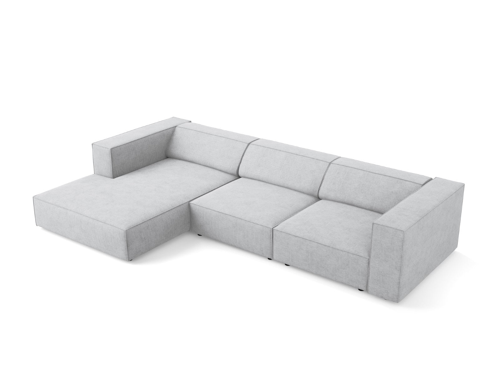 Cosmopolitan Design - Divano angolare sinistro "Arendal" 4 posti in ciniglia con effetto a coste grigio chiaro 