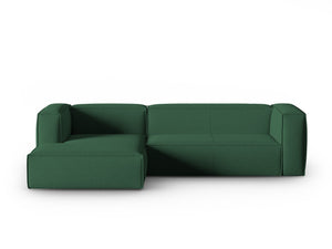 Cosmopolitan Design - Divano angolare sinistro "Mackay" 4 posti in velluto strutturato verde 