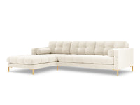 Cosmopolitan Design - Divano angolare sinistro "Bali" 5 posti in velluto beige chiaro 