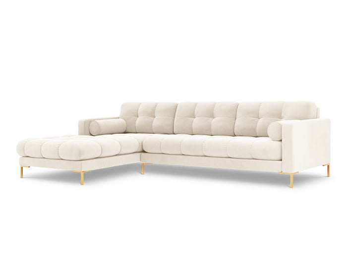 Cosmopolitan Design - Divano angolare sinistro "Bali" 5 posti in velluto beige chiaro 