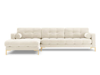 Cosmopolitan Design - Divano angolare sinistro "Bali" 5 posti in velluto beige chiaro 