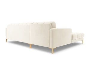 Cosmopolitan Design - Divano angolare sinistro "Bali" 5 posti in velluto beige chiaro 