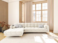 Cosmopolitan Design - Divano angolare sinistro "Bali" 5 posti in velluto beige chiaro 