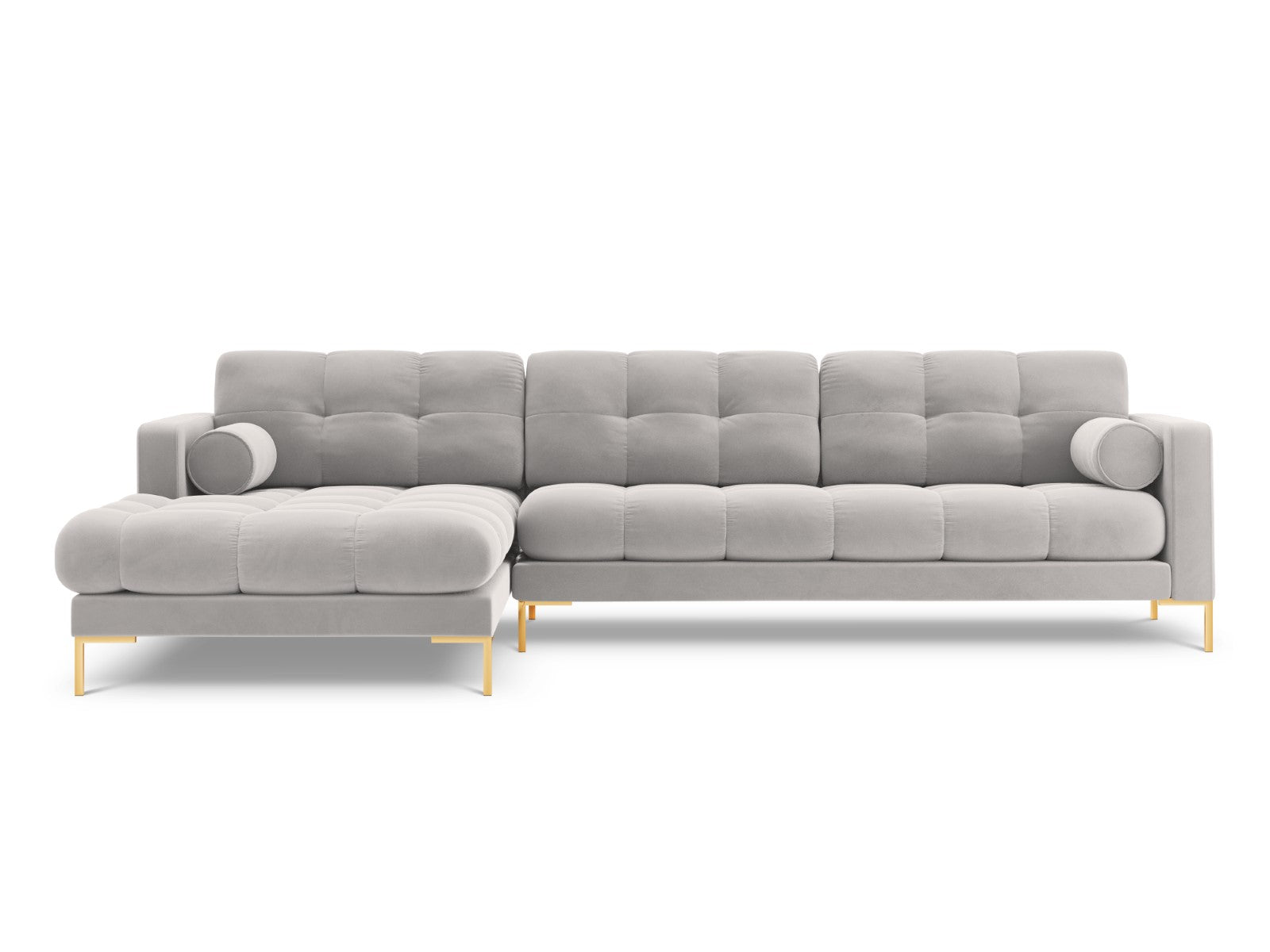 Cosmopolitan Design - Divano angolare sinistro "Bali" 5 posti in velluto argento 