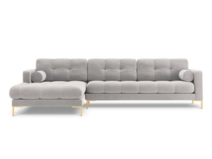 Cosmopolitan Design - Divano angolare sinistro "Bali" 5 posti in velluto argento 