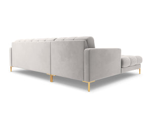 Cosmopolitan Design - Divano angolare sinistro "Bali" 5 posti in velluto argento 