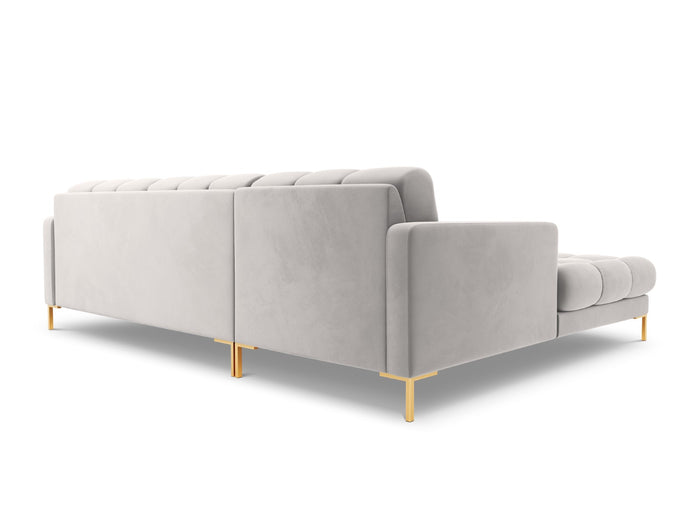 Cosmopolitan Design - Divano angolare sinistro "Bali" 5 posti in velluto argento 