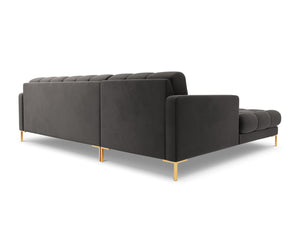 Cosmopolitan Design - Divano angolare sinistro "Bali" 5 posti in velluto grigio scuro 