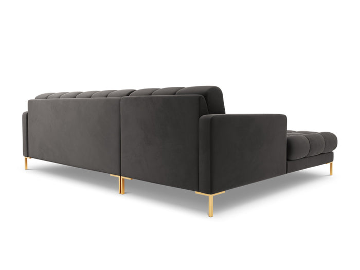 Cosmopolitan Design - Divano angolare sinistro "Bali" 5 posti in velluto grigio scuro 