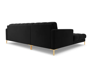 Cosmopolitan Design - Divano angolare sinistro "Bali" 5 posti in velluto nero 