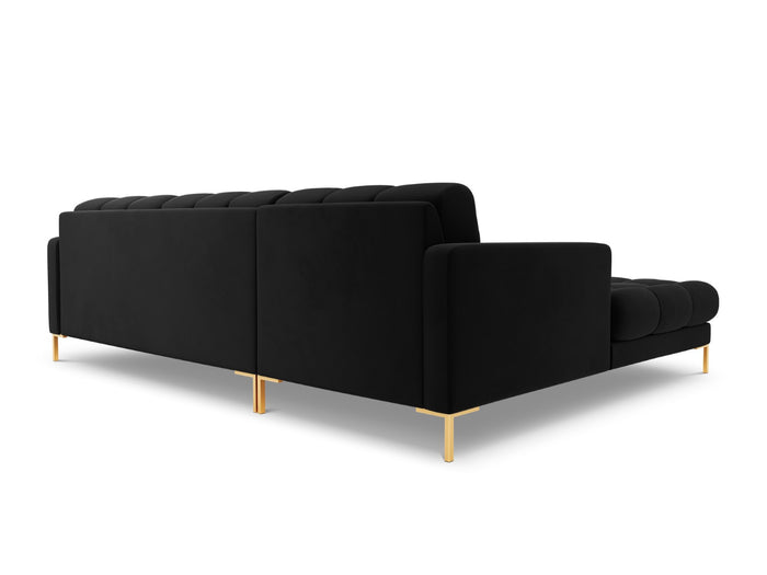 Cosmopolitan Design - Divano angolare sinistro "Bali" 5 posti in velluto nero 