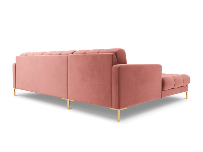 Cosmopolitan Design - Divano angolare sinistro "Bali" 5 posti in velluto rosa 