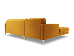 Cosmopolitan Design - Divano angolare sinistro "Bali" 5 posti in velluto giallo 