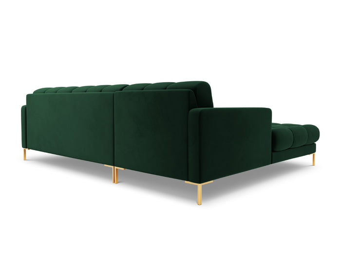 Cosmopolitan Design - Divano angolare sinistro "Bali" 5 posti in velluto verde bottiglia 