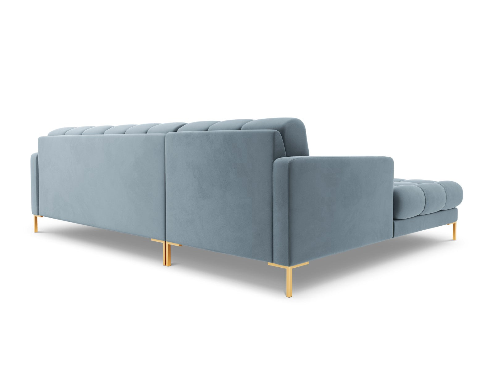 Cosmopolitan Design - Divano angolare sinistro "Bali" 5 posti in velluto azzurro 