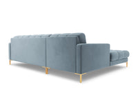 Cosmopolitan Design - Divano angolare sinistro "Bali" 5 posti in velluto azzurro 