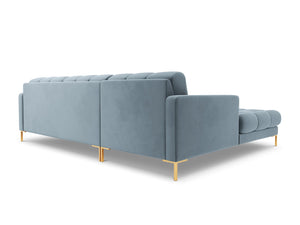Cosmopolitan Design - Divano angolare sinistro "Bali" 5 posti in velluto azzurro 